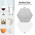 thumbnail image 6 of Honeii Silver Glitter print Leather Coaster Set of 4, ideal for safeguarding your furniture from drinks spills and effortless cleanup-Hexagon, 6 of 6