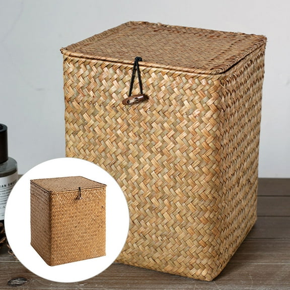 Pretyzoom Woven Baskets with Lids Light Brown for Bathroom Storage 1Pack