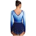 thumbnail image 2 of Manyakai Women's Sparkly Rhinestone Figure Skating Dance Dress Rhinestones Gymnastics Leotard Navy Blue S, 2 of 5