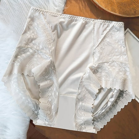 Save Today: Womens Panties Bikini  Ladies  Mid High Waisted Lace Sexy Hip Lifting And Abdominal Tightening Ice Silk Satin Seamless Lightweight And Breathable Sports Underwear For Ladies