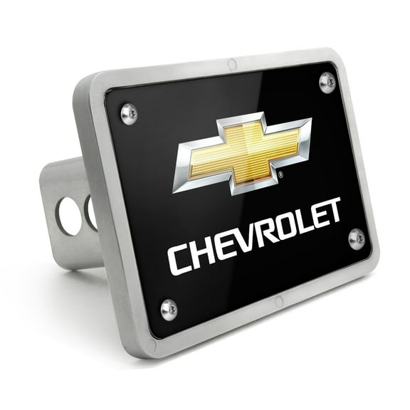 Chevrolet Logo UV Graphic Black Billet Aluminum 2 inch Tow Hitch Cover