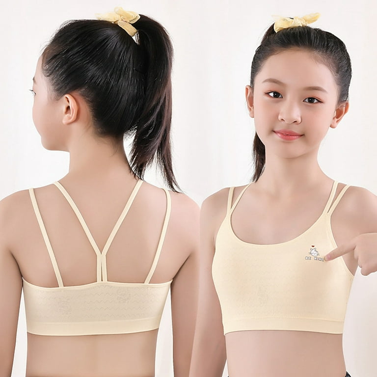 Girls Cotton Bra Teens Sports Bra Training,Youth over 12 Years Old,4 Pack
