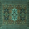 thumbnail image 1 of Ahgly Company Machine Washable Indoor Square Persian Turquoise Blue Traditional Area Rugs, 6' Square, 1 of 4