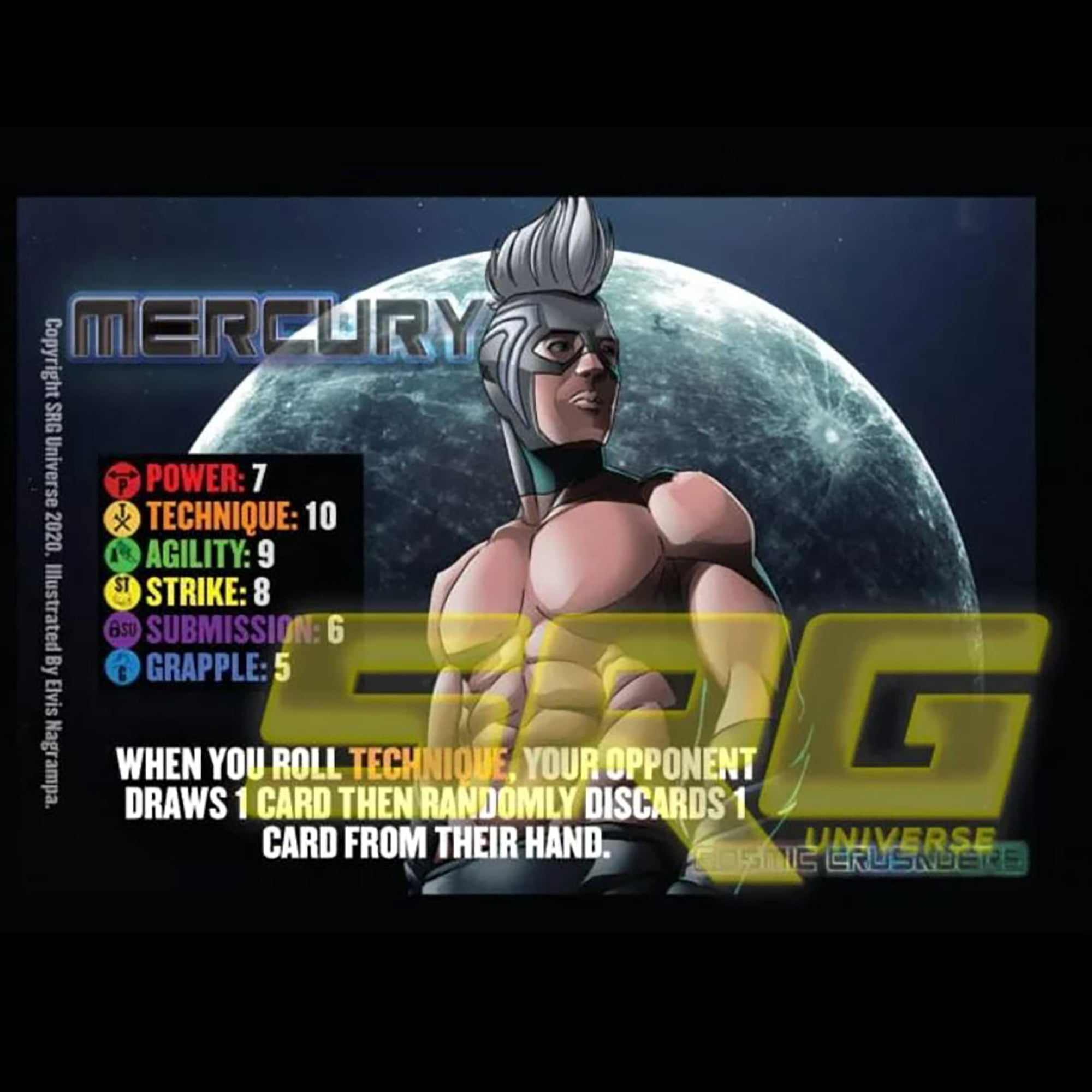 Supershow Cosmic Crusader: Mercury - Wrestling Card and Dice Game. SRG Structure Deck. Ages 12+, 2-6 Players, 10 Min Game Play