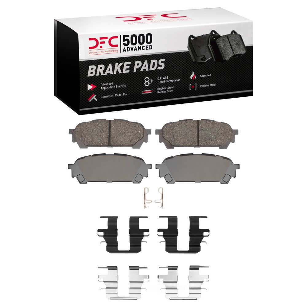 Dynamic Friction Company 1551-1004-01 DFC 5000 Advanced Brake Pads - Ceramic and Hardware Kit - OE