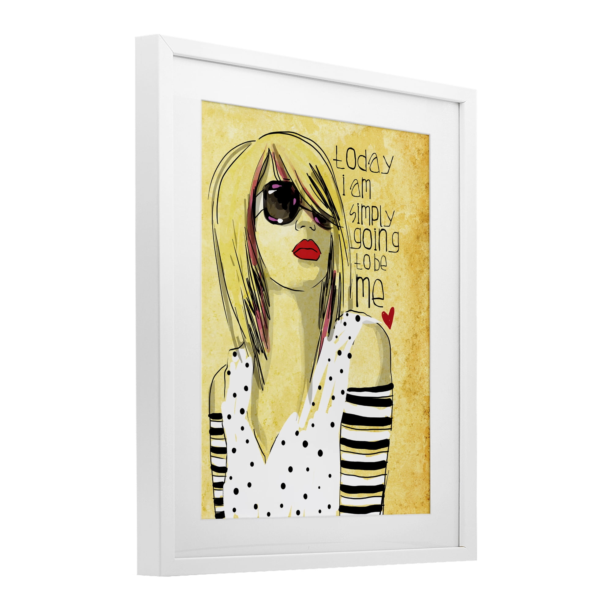 Stupell Industries Today I Am Simply Me White Framed Print Under Glass, design by Suzanne Millius