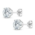 thumbnail image 3 of Gem Stone King 14K White Gold White Moissanite Stud Earrings for Women Men (2.40 Cttw, Gemstone Birthstone, Round 7MM), 3 of 5