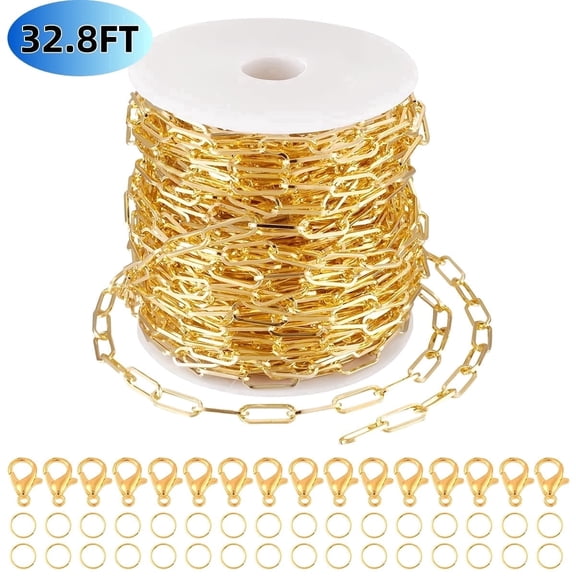 Necklace Chain with Lobster Clasps & Jump Rings for Jewelry Making,DIY Necklace,Bracelet & Earring Supplies for Men & Women 32.8 ft