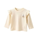 thumbnail image 5 of mgoYE Toddler Baby Girl Ruffle Long Sleeve T-Shirt Cotton Top Tee for Spring/Fall(Beige,18-24 Months), 5 of 5