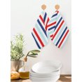 thumbnail image 2 of Red Blue Stripe Kitchen Dish Towels for Drying Dishes Set of 3, Gradient Geometric White Vertical Striped Waffle Weave Microfiber Hand Tea Bathroom Towels Quick Dry & Absorbent Towel 12x12, 2 of 7