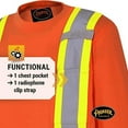thumbnail image 4 of Pioneer 100% Cotton High Visibility Long Sleeve Shirt, Startech Reflective Tape, Orange, L, V1050850-L, 4 of 6