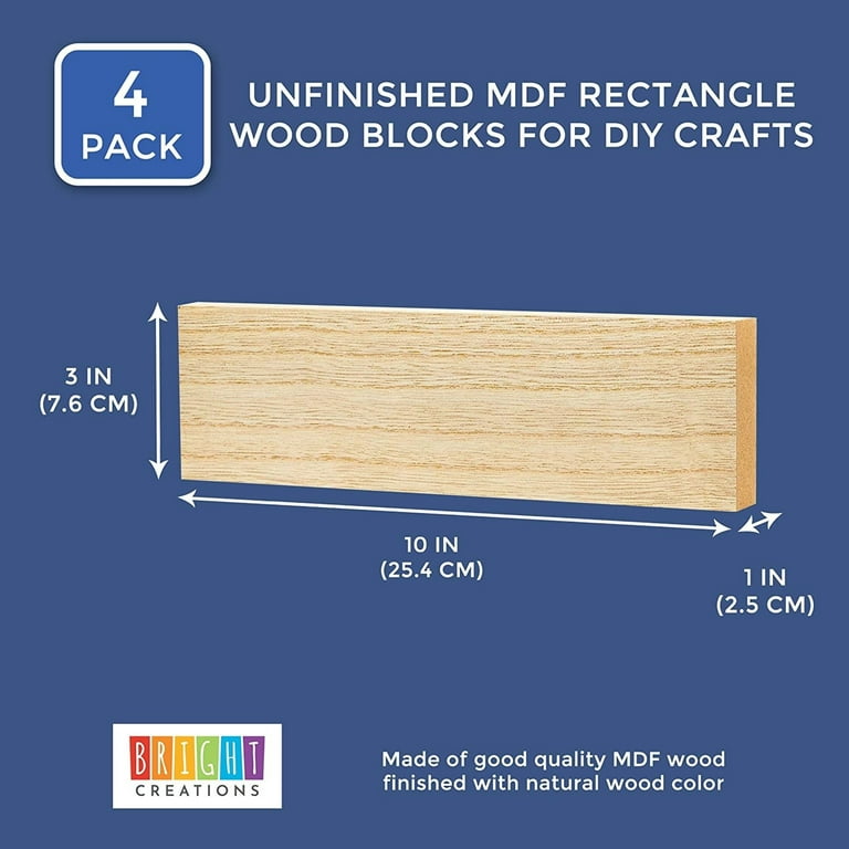 Bright Creations 4 Pack 6 x 10 inch Unfinished Wood Blocks, Smooth Surface for Crafts and DIY Projects, 1 inch Thick