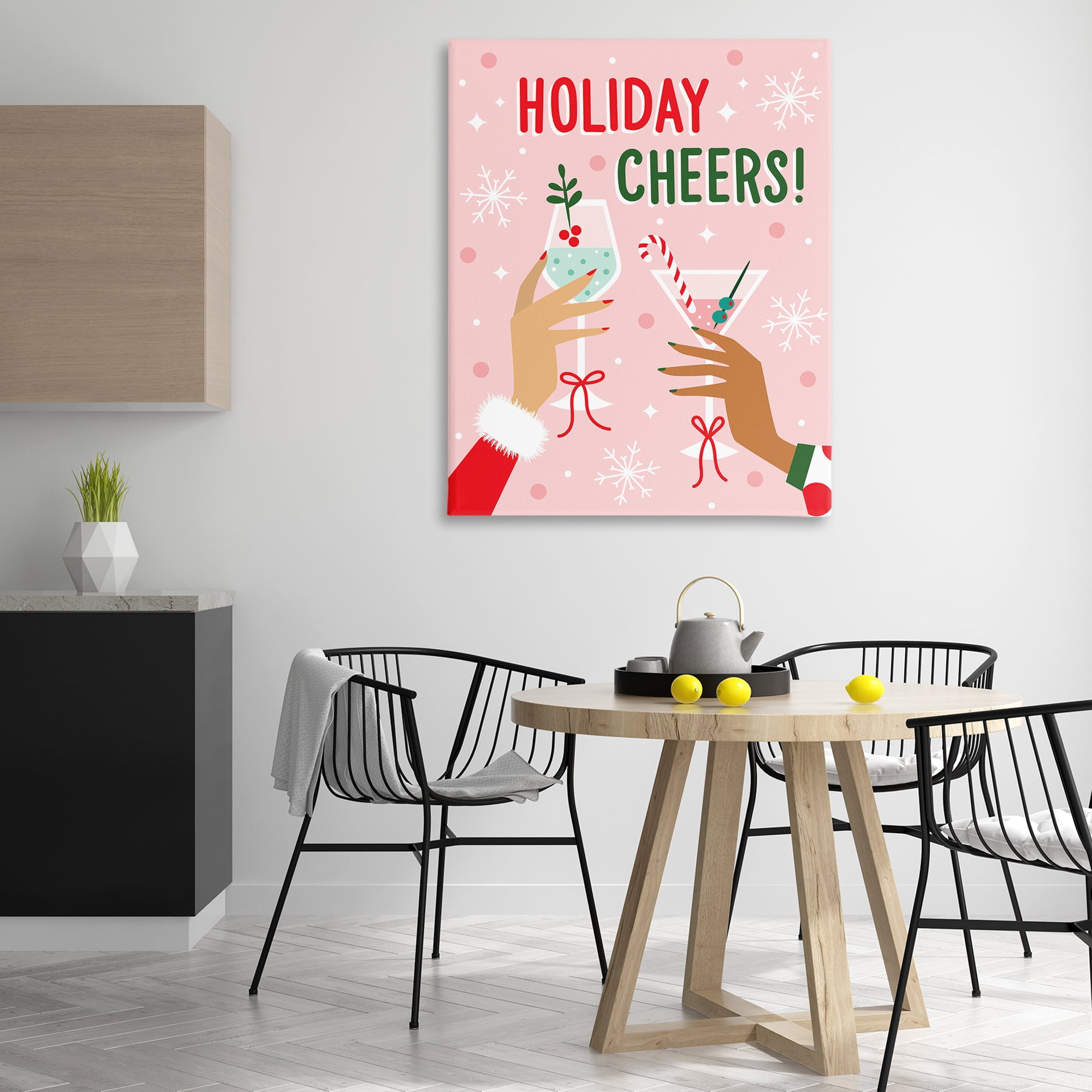 Stupell Industries Holiday Cheers with Cocktails Holiday Painting Wrapped Canvas Art Print Wall Art, 36 x 48