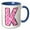 Blue/White, variant on 3drose, Cute Pink on Pink Hearts Monogram Initial K, 11oz Two-tone Yellow Mug