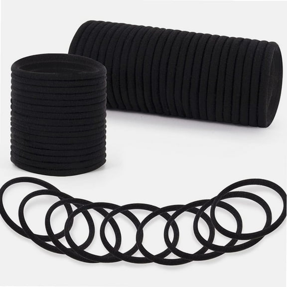 50 Pack Black Elastics Hair Ties, Small Hair Rubber Bands, Soft Ponytail Holders for Audits Girls Baby Kids, 4mm