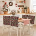 thumbnail image 2 of Christmas Stripes Chair Covers Set of 8 Bell Flower Stars Snowflakes Burgundy Chair Back Covers Stretch Removable Washable Slipcovers Protector for Dining Room Kitchen Party Decor, 2 of 5