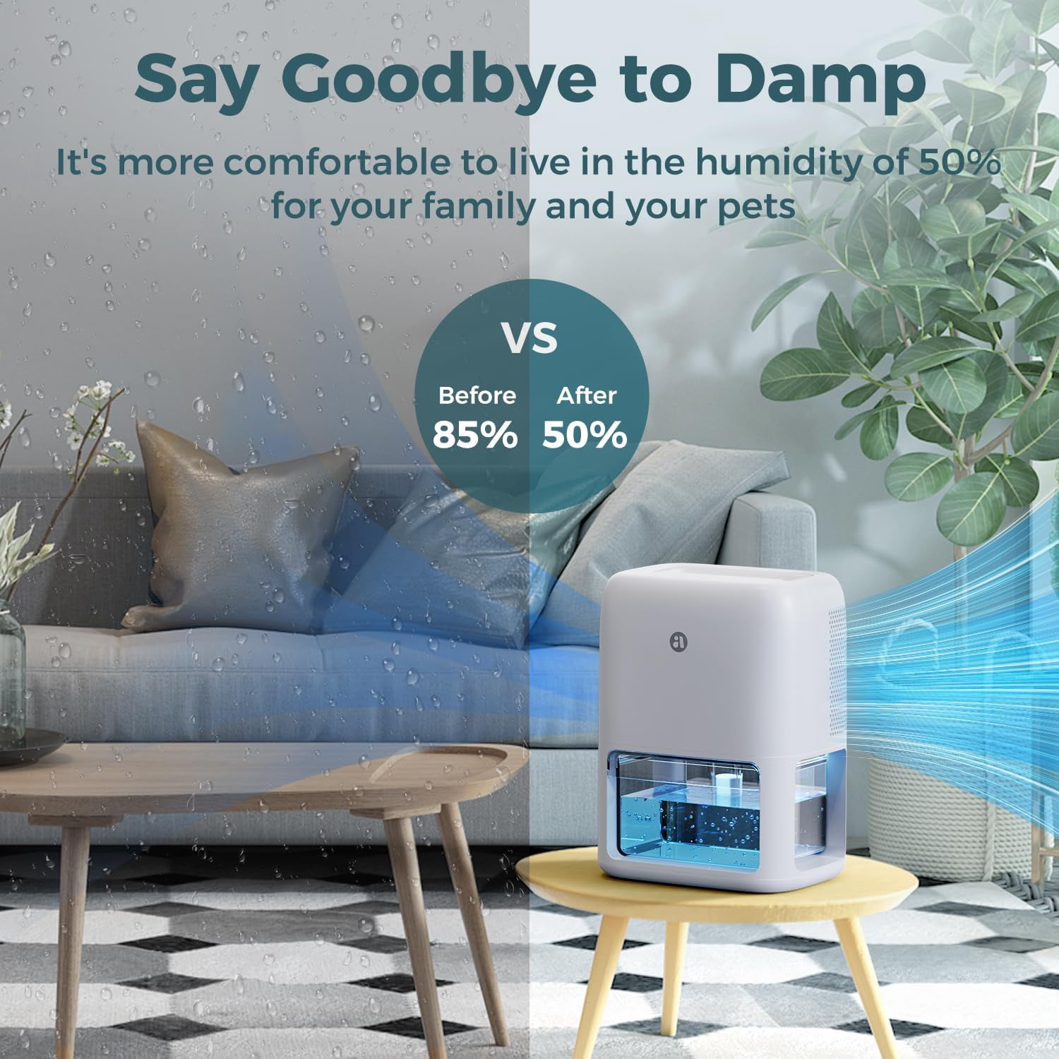 60 Oz Dehumidifier for Home with Dual Semiconductor Condensers Quiet Sleep Mode Auto-Off Timer Portable Small Dehumidifiers for Bathroom Bedroom RV