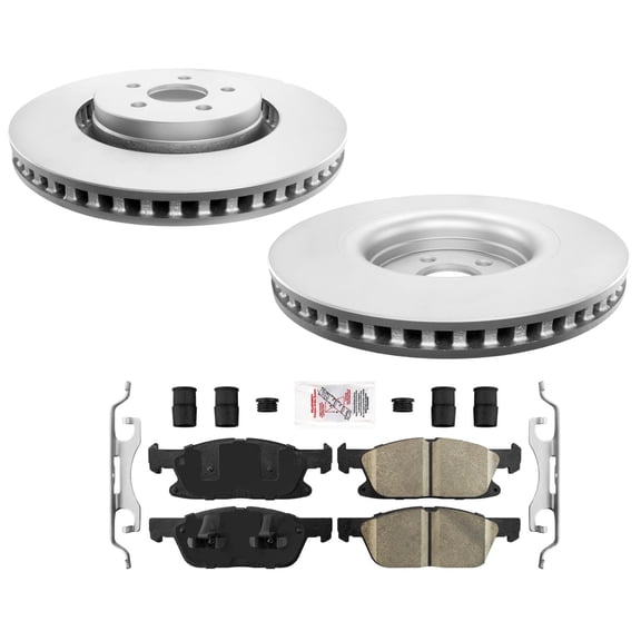 Fits 19-21 Front Wheel Drive Lincoln Nautilus Coated Frt Brake Rotors Brake Pads