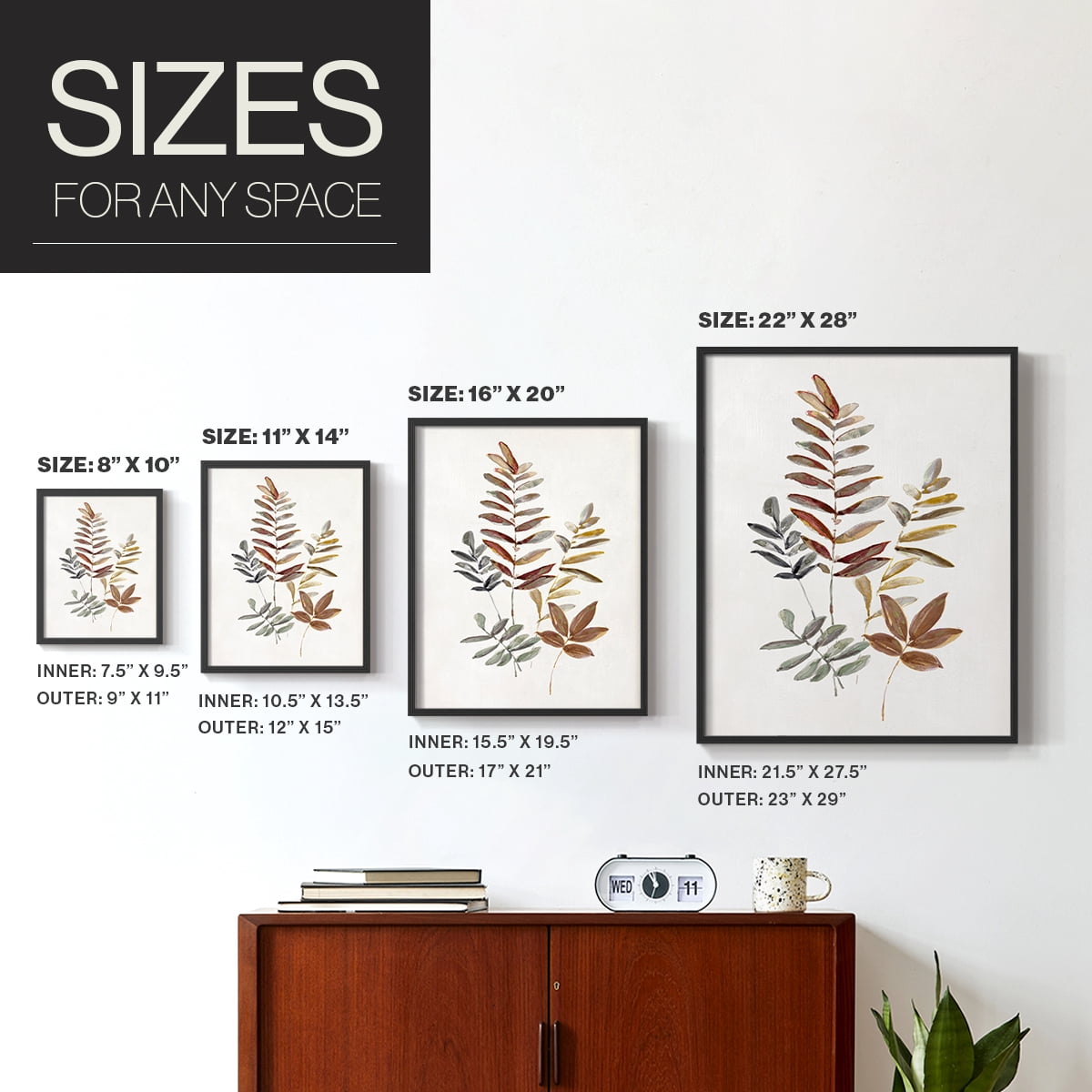 Autumn Leaves I Framed Print in Black Solid Wood Framed Print No Nail Hanging