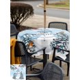 thumbnail image 4 of Outdoor Tablecloth with Umbrella Hole and Zipper, Blue Snowman Christmas Square Table Cloth 54x54 Inch Waterproof Tablecloth, Xmas Tree Snowflake Balls Picnic Table Cover for Patio Camping, 4 of 7