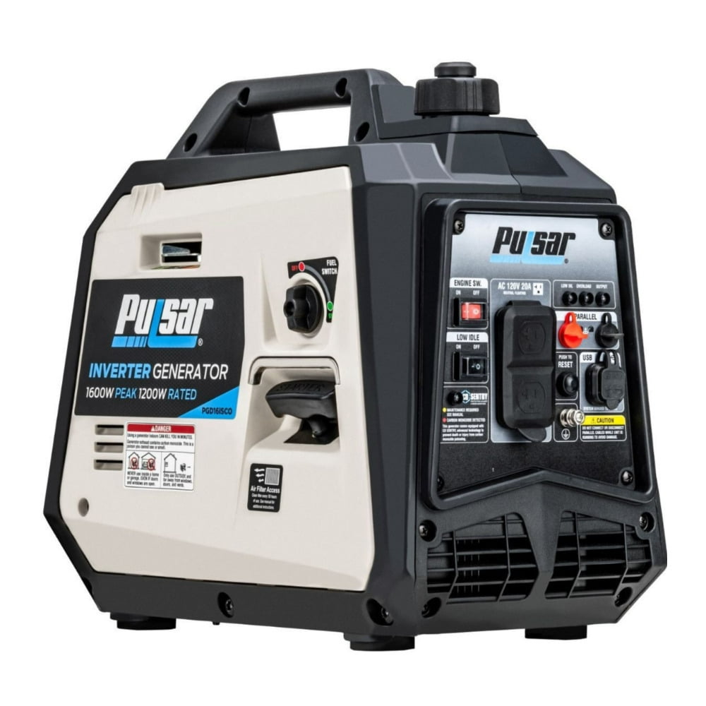 Pulsar 1600-Watt Super Quiet Gas Powered Inverter Generator with CO Sentry