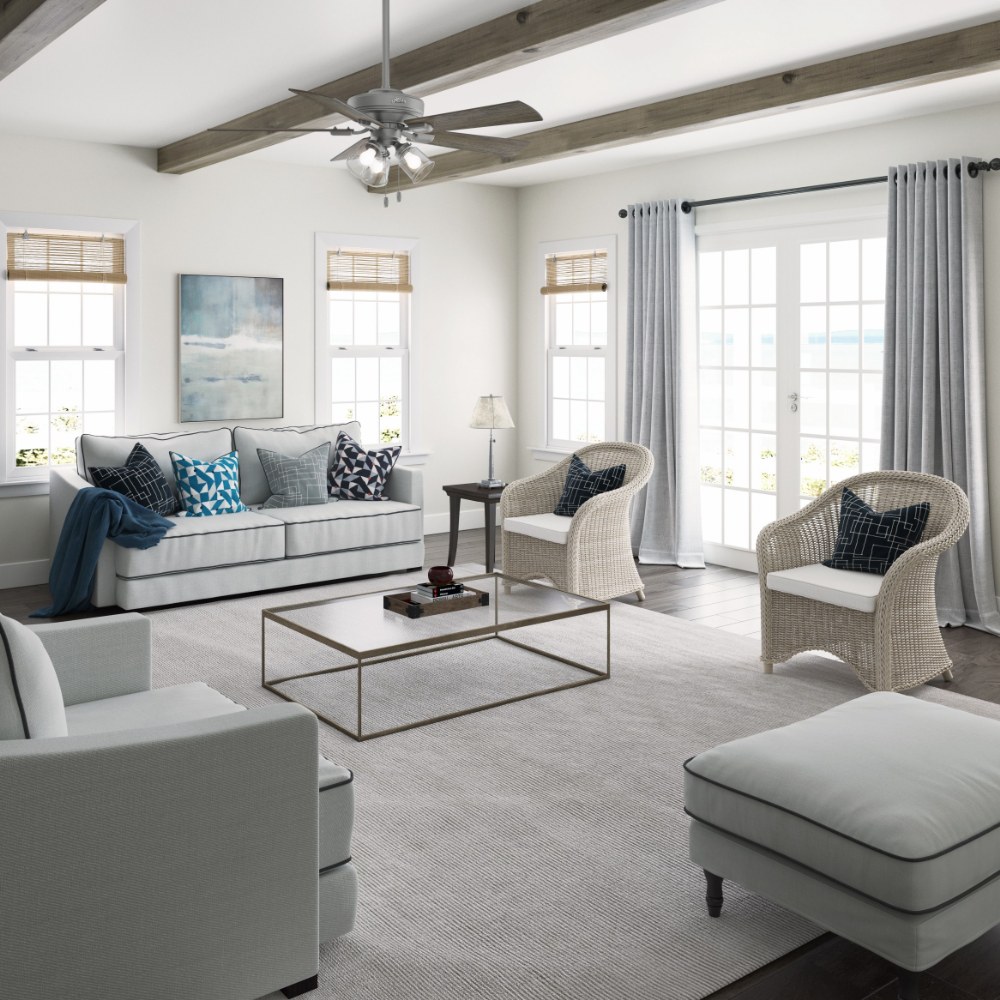 Hunter Crestfield 52″ Quiet Ceiling Fan with 3 LED Lights and Pull Chain, White Sansujyuku sansujyuku.com