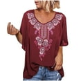 thumbnail image 2 of Palato Womens Plus Size Tops,Fashion Women's Summer Round-Neck 1/2 Sleeve Print Casual T-shirt Blouse, 2 of 9