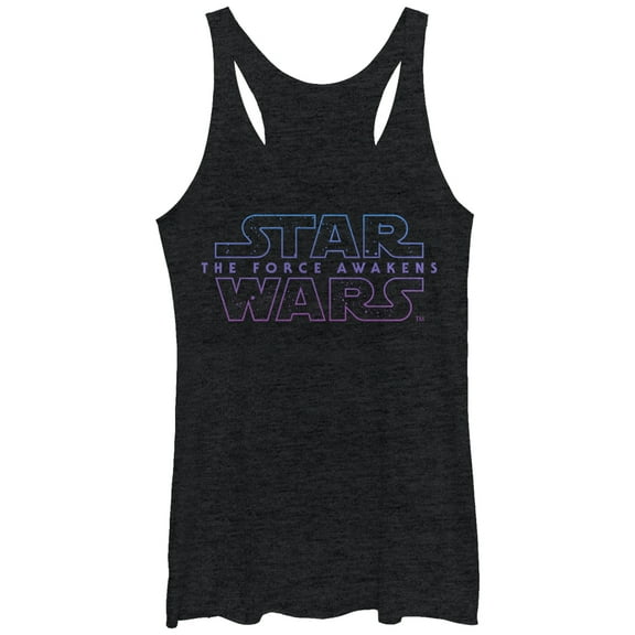 Women's Star Wars The Force Awakens Starry Logo Racerback Tank Top Black Heather Large