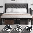 thumbnail image 5 of Bed Frame with Linen Upholstered Headboard, Metal Support, Queen Size, Black, 5 of 6