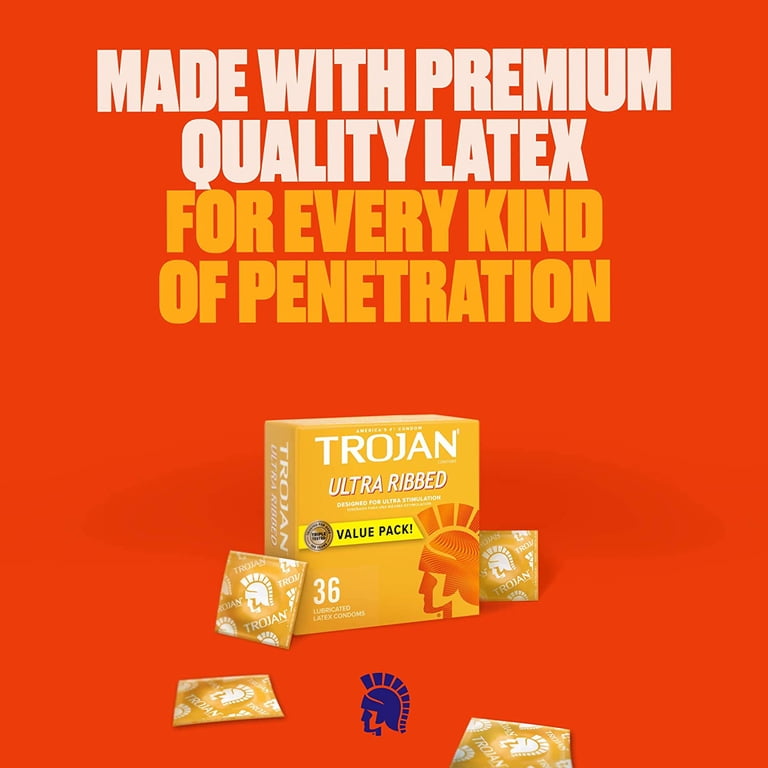TROJAN Ultra Ribbed Stimulations Premium Lubricant Latex Condoms 36 ea -  Walmart.com