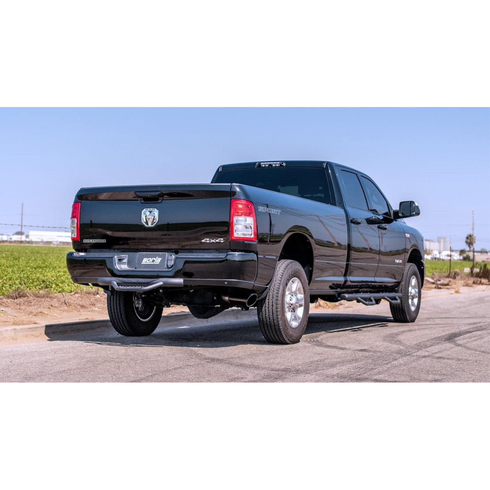 BORLA 140851BC Cat-Back Performance Exhaust System for 2019 Ram 2500 V8 & Ram 3500 6.4L V8 T-304 Stainlesss Steel S-Type Sound Single Right Rear Exit Single 5" Black Chrome Tip