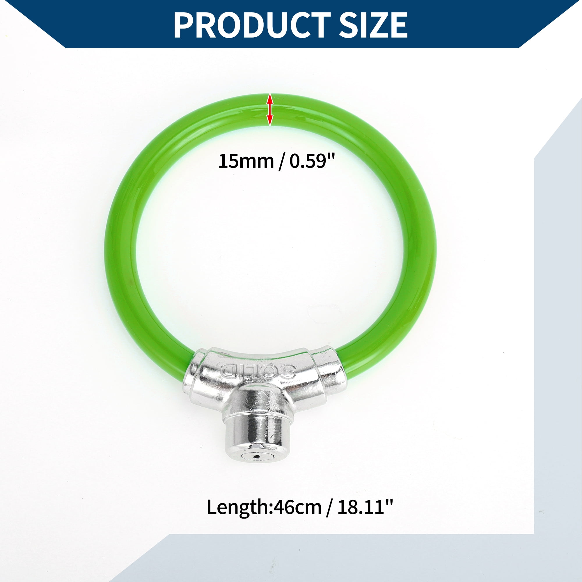 Unique Bargains Bicycle Lock Portable Ring Cable Anti-Theft Bike Lock Stackable Mini Ring Lock 46cm Green 1 Pc