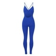 thumbnail image 7 of Usmixi Jumpsuits for Women Sexy Back Hollowed Soft Knitted Ribbed Slim Strap Sports Yoga Long Jumpsuits Overalls Summer Formal Solid V-Neck Sleeveless Maxi Rompers Blue xl, 7 of 7