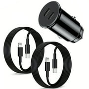 USB C Car Charger, 24W Dual Port USB C Car Charger,with 2Pack 3Ft Type C to L Cable