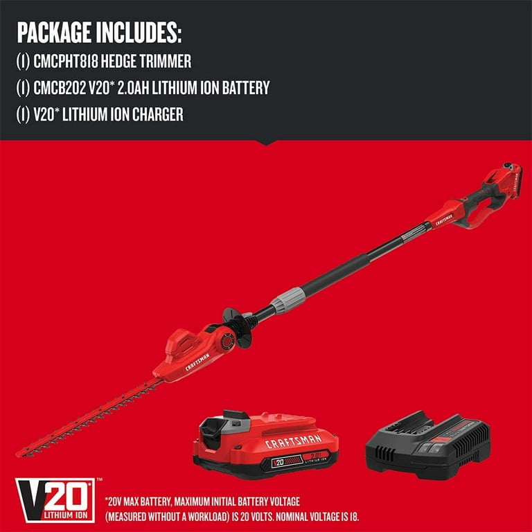 CRAFTSMAN V20 Cordless 18 in Pole 20 in Hedge Trimmers Tool Only CMCPHT818B CMCHT810B Walmart