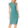 thumbnail image 1 of MEROKEETY - Vestido de cóctel Elegante sin Mangas con Encaje Floral para Mujer, Cuello Redondo, Longitud a la Rodilla para Fiesta, Turquesa, Large, 1 of 6