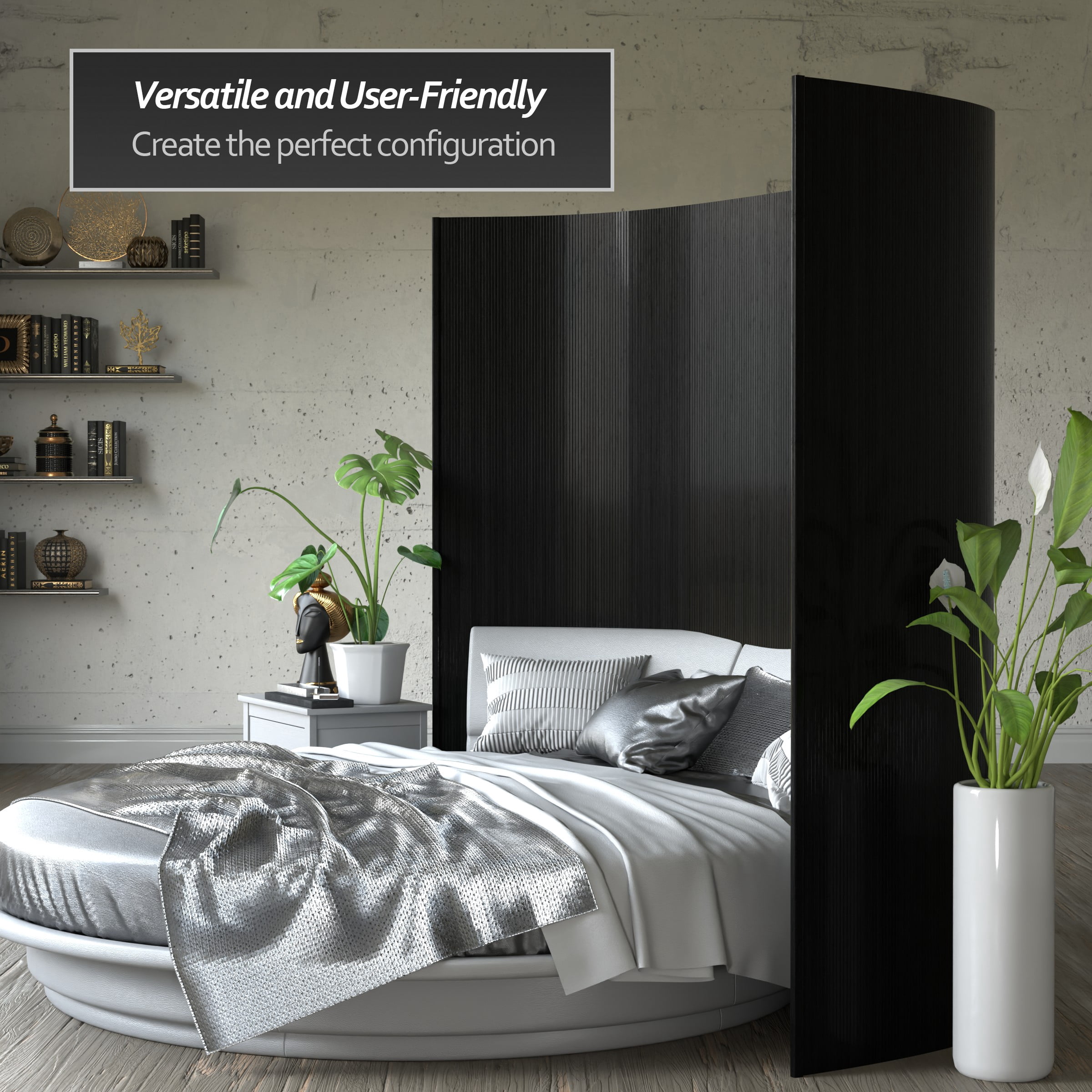 7 ft. Tall Bamboo Wave Screen - Black