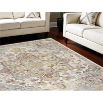 HomeRoots 551339 8 x 10 ft. Floral Rectangle Area Rug, Ivory, Green & Gray