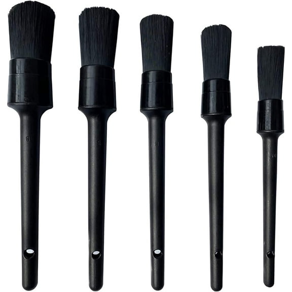 5 Pack Auto Car Detailing Brush Set, Car Detail Cleaning Brushes Alloy Wheel Cleaner Brushes for Cleaning Engine Bay, Wheels, Emblems, Leather, Air Vents