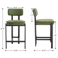 thumbnail image 4 of Dayalane 26" Modern Counter Stools Set of 2, Upholstered Leather Bar Stools with Metal Legs, Curved Back Barstools for Kitchen Island, Home Pub,Dining Room, Green, 4 of 9