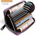 thumbnail image 4 of Credit Card Holder RFID Blocking Genuine Leather Mini Credit Card Wallet Purse with Zipper Womens Small id Compact Slim Blocked Zip Accordion Wallets Case for Women Men, 4 of 8