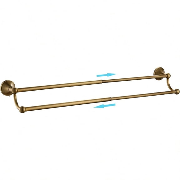 Antique Brass Towel BarAdjustable Towel Rack Holder Double Retro Bathroom Accories Wall Mount Vintage