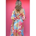 thumbnail image 3 of FOLUNSI Floral Maxi Dress: Rose Red Smocked Puff Sleeves, 3 of 8