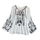 thumbnail image 3 of Blusa bordada para mujer, cómoda, informal, elegante, con mangas globo Blanco, 3 of 9