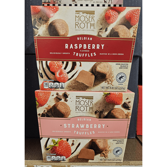 Moser Roth Private Chocolatiers Belgian Raspberry & Strawberry Truffles 8.81oz 250g (2 Boxes)