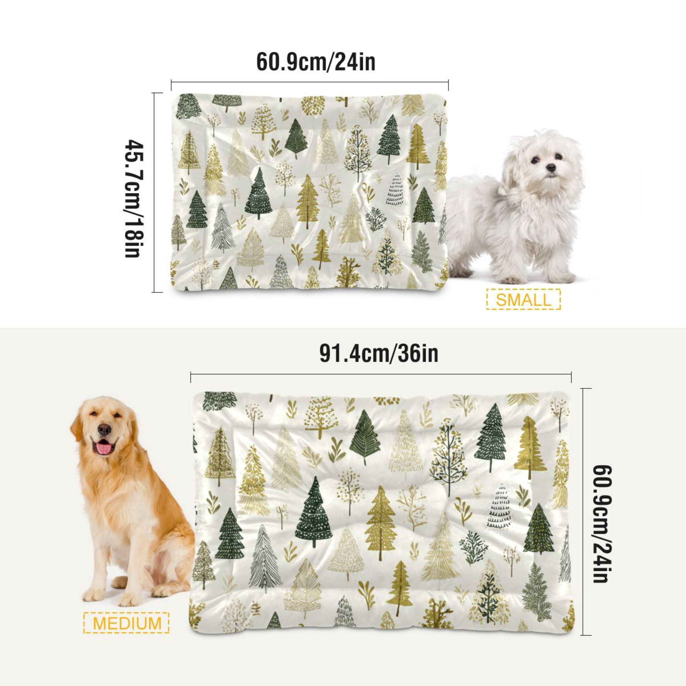 Cozy Mat Pet Bed Indoor Outdoor Warm Soft For Cat Dog Puppy(S/M) Olive Green Tree