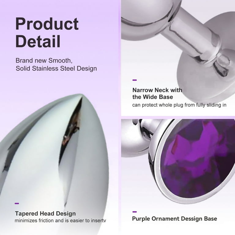 Stainless Steel Jewelry Design Anal Butt Plug Set 3PCS Anal Sex Toys  Set,Couples Adult Sex Toys for Male Female-Purple - Walmart.com