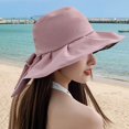 thumbnail image 2 of Lispipm Summer Beach Sun Hats for Women Wide Brim Ruffle Bow Hiking Caps 2026 Outdoor Vacation Hat for Ladies Hot Day Pink, 2 of 5