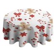 thumbnail image 4 of Red Christmas Gingerbread Man Pattern Round Tablecloth 60"x60",Wrinkle Wipeable Table Cloth for Kitchen Dining Room Picnic Patio Party, 4 of 6