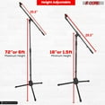 thumbnail image 2 of 5 Core Mic Stand  1 Piece Collapsible Height Adjustable Up to 6ft Metal Microphone Tripod Stand w Boom Arm Para Microfono for Singing Karaoke Speech Stage Recording - MS 080 BLK, 2 of 9